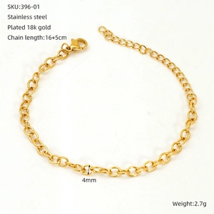 Fiche technique du bracelet en acier inoxydable plaqué or 18 carats avec dimensions