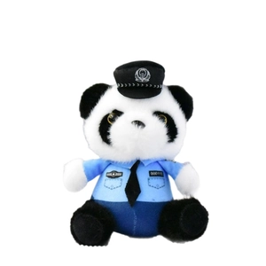 Schattige panda knuffel in politie-uniform met pet en das, zacht pluche dier