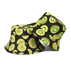 Chapeau Bob Imprimé Fruits Coton Respirant Protection Solaire Extérieur Décontracté Pour Hommes Femmes Citron Orange Kiwi