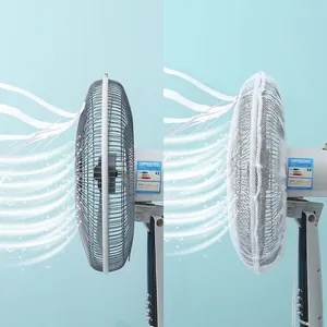 White mesh fan guard for child safety showing unobstructed airflow with ribbons