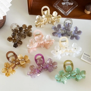 Elegante Blumen Haarklammer Groß Harz Kunststoff Haargreifer Mit Strass Dekorativer Haarschmuck Für Damen