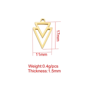 Polished stainless steel double triangle pendant charm for DIY jewelry making 17x11mm