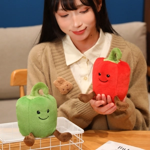 Cute plush chili pepper vegetable stuffed animal dolls with creative smiling faces for kids