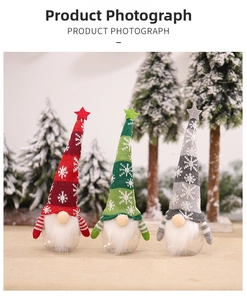 Three Christmas gnomes candy jars with knitted hats and clear bases for festive decor