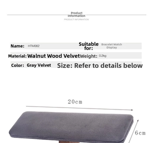 Detailed dimension guide for walnut wood and velvet bracelet stand with item specifications