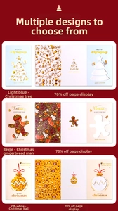 Three-fold Christmas cards with 3D gold stamping, tree and gingerbread designs