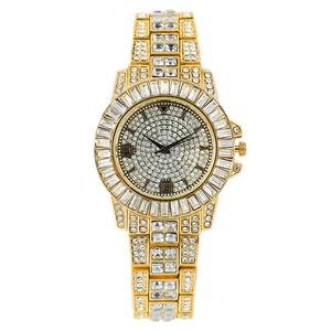 Orologio Da Donna Lusso Quarzo Con Strass Iced Out Bling Cristallo Metallo Orologio Da Polso Moda Elegante Gioielli