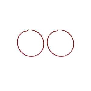 Classic large red hoop earrings with smooth finish on a white background for a retro look