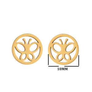 Nahaufnahme von 10mm Gold-Ohrsteckern aus Edelstahl mit hohlem Schmetterlingsdesign