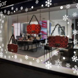 White snowflake window stickers for Christmas and New Year glass shopfront decoration