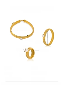 Detailed size chart for the chunky 18K gold-plated stainless steel jewelry set
