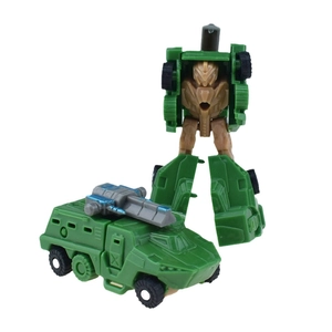 Green construction vehicle robot toy showing tank and robot transformation modes