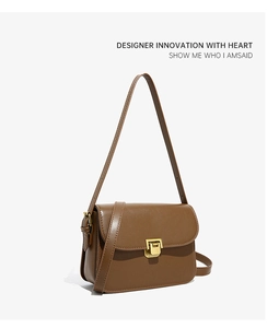 Sac à Bandoulière Rétro Marron pour Femme Élégant Petit Sac Carré en Cuir PU Tendance Mode