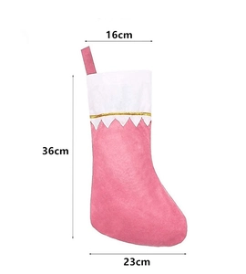 Pink and white Christmas stocking dimension chart showing 16cm, 36cm, and 23cm measurements