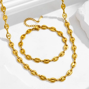 Stainless Steel Mariner Link Necklace And Bracelet Pig Nose Chain Hip Hop Minimalist Jewelry For Women Men Gold Silver
