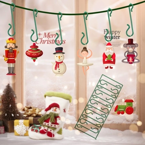 Crochets de Décoration en Plastique Vert en Forme de S pour Sapin de Noël Accessoires de Suspension de Fête