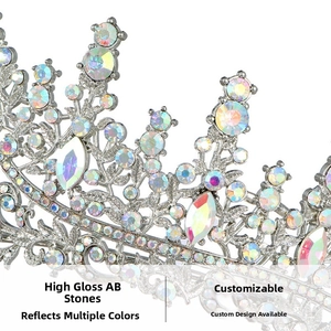 Macro shot of silver bridal crown featuring shimmering AB rhinestones and luxury details