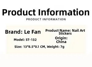 Detailed product specifications for 5D floral nail art stickers model ST-132