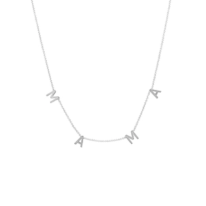 Detailed view of S925 sterling silver MAMA pendant necklace on a clean white background