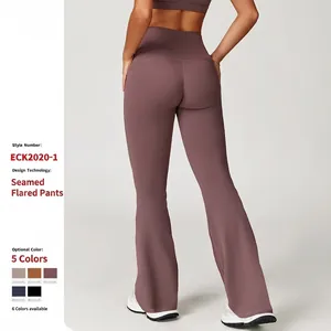 Women High Waist Flare Yoga Pants Naked Feeling Nylon Spandex Slim Fit Bootcut Leggings For Gym Fitness Sports Trousers