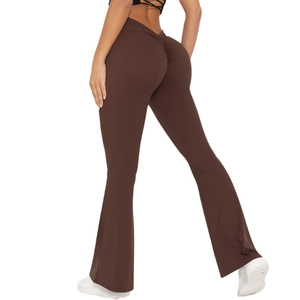 Kaffeebraune Schlag-Yogahose mit hoher Taille, Scrunch-Butt-Lift und mattem Finish