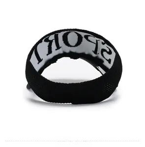 Detail view of the breathable black knitted sport visor with inner white SPORT lettering