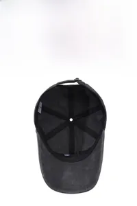 Detail of the cotton baseball cap inner lining with reinforced seams and sweatband
