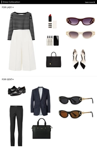 Fashion mood board featuring retro oval sunglasses with modern dress coordination
