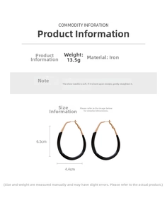 Guide des tailles détaillé pour boucles d'oreilles ovales noires de 6.5cm sur 4.4cm