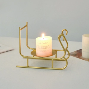 Nordic gold metal reindeer sleigh candle holder centerpiece for romantic holiday decor