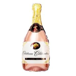 Rose gold champagne bottle foil balloon for wedding and birthday party decorations
