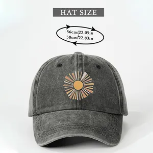Size chart showing head circumference 56-58cm for the vintage sun print baseball cap
