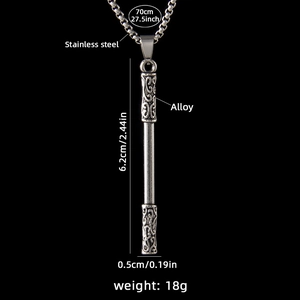 Collier homme vintage en acier inoxydable avec pendentif bâton et chaîne de 70cm