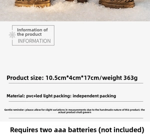 Specifications for the Santa Claus lantern with dimensions 10.5x4x17cm and PVC details