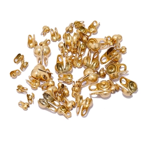 Golden stainless steel bead tips and knot covers for DIY necklace and jewelry making