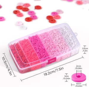 Spécifications détaillées de taille pour perles en pâte polymère 6mm et boîte de rangement