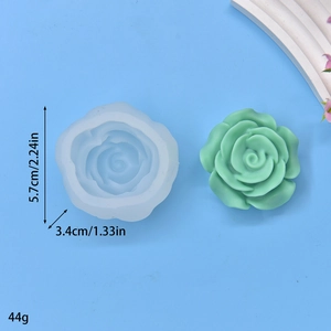 3D rose flower silicone mold for aromatherapy candles and soap making, 5.7cm diameter