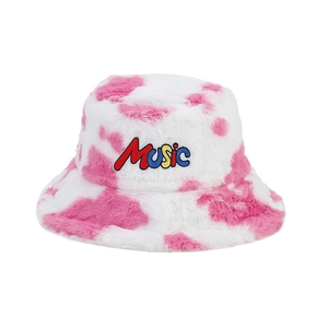 Bob en peluche imprimé vache rose et blanc avec broderie Music colorée pour femme
