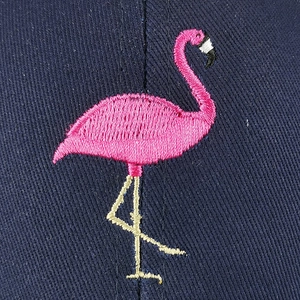 Casquette de baseball bleu marine avec broderie flamant rose pour protection solaire été