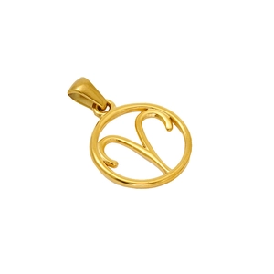Pendentif Bélier signe du zodiaque doré avec un cadre rond en acier inoxydable poli