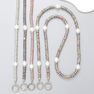Luxurious crossbody phone straps set with rhinestones and pearls in four stylish colors