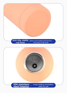 Détails de l'intérieur en acier 304 et du fond antidérapant de la gourde rose