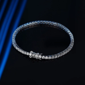 Classic silver 2.5mm moissanite tennis bracelet featuring round cut sparkling stones