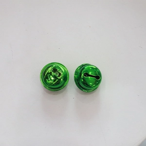 Set of two vacuum-plated green metal bells for DIY pet collars and holiday decorations