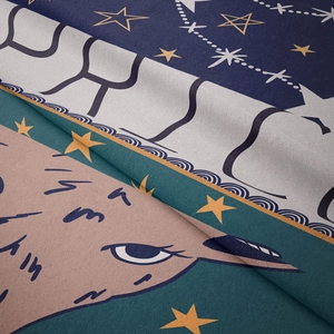 Macro shot of twelve constellations wall tapestry fabric with stars and velvet texture