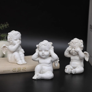 Vintage Nordic Resin Little Angel Figurines See No Evil Hear No Evil Speak No Evil Cherub Statues For Home Desk Decoration