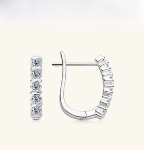Detailed close-up showing the side profile and 925 sterling silver J-shaped hook earrings