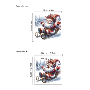Detail view of Santa Claus sleigh wall sticker layout and dimensions 40x40cm