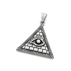 Retro stainless steel pyramid necklace with All-Seeing Eye pendant for men's jewelry