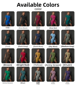 Détail de l'ensemble de yoga sans couture montrant vingt options de couleurs vives pour femmes